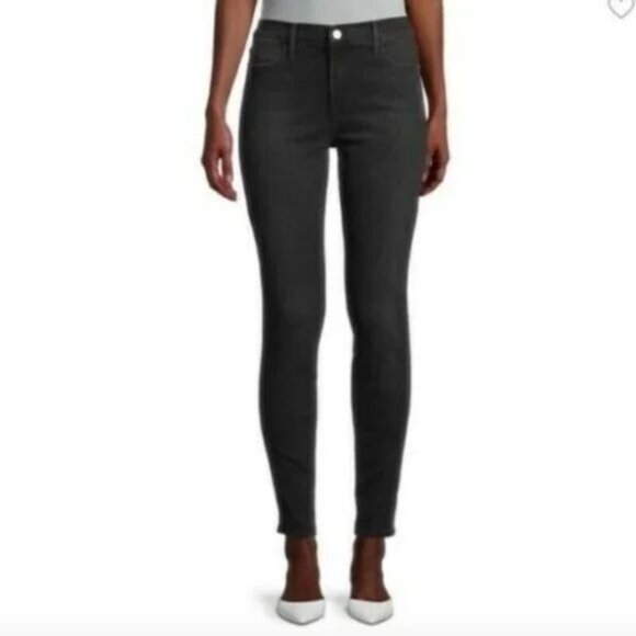 Frame Le High Skinny Jeans Condor Black/Gray Wash Stretch Denim Women's Size 32 - Picture 1 of 10